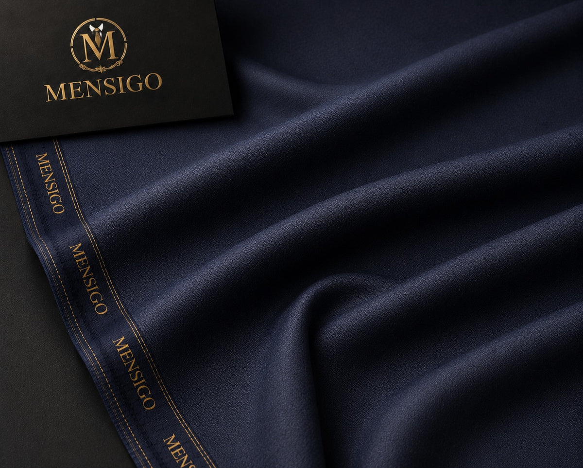 Mensigo Midnight Navy Premium Suiting Fabric – Luxury Plain Weave