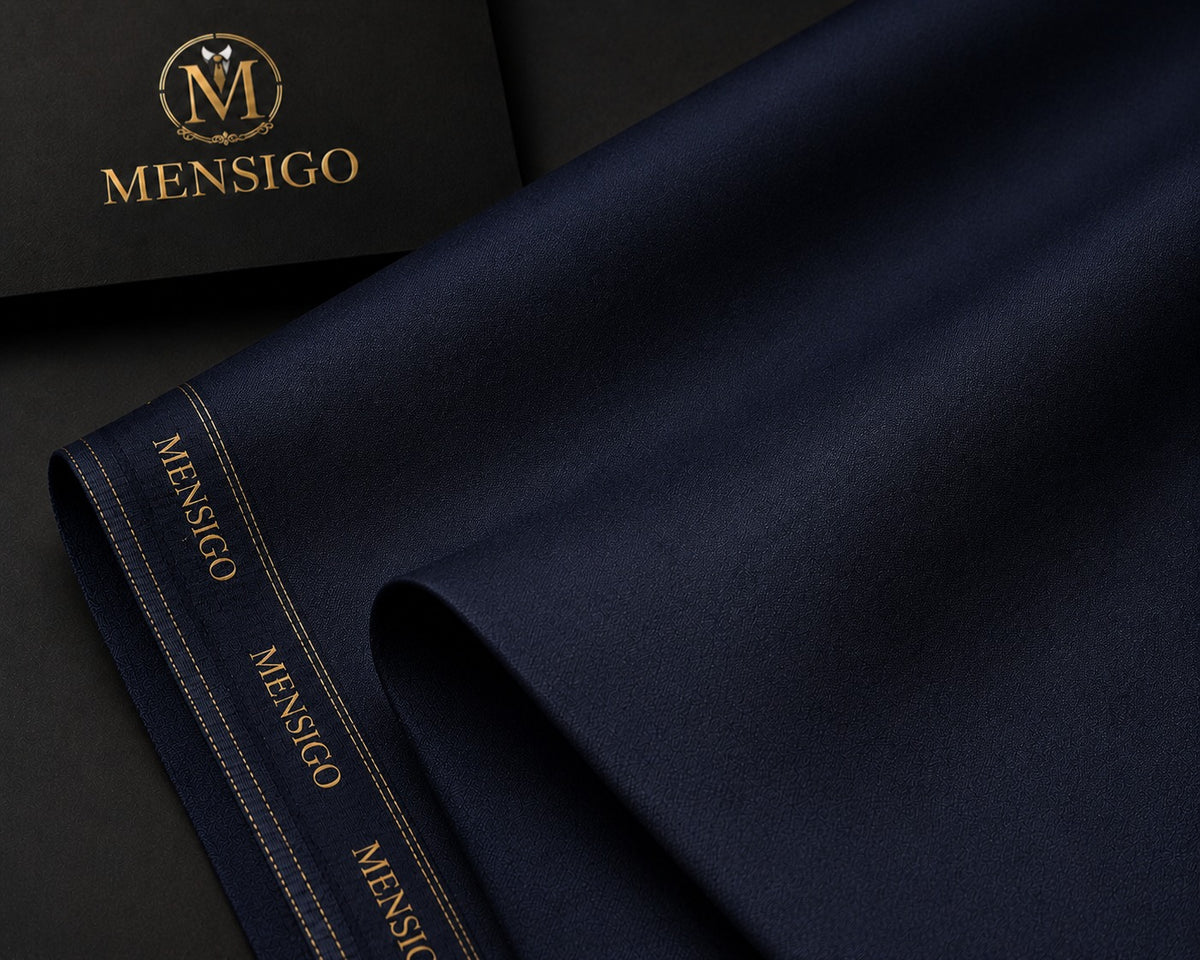 Mensigo Midnight Navy Premium Suiting Fabric – Luxury Plain Weave
