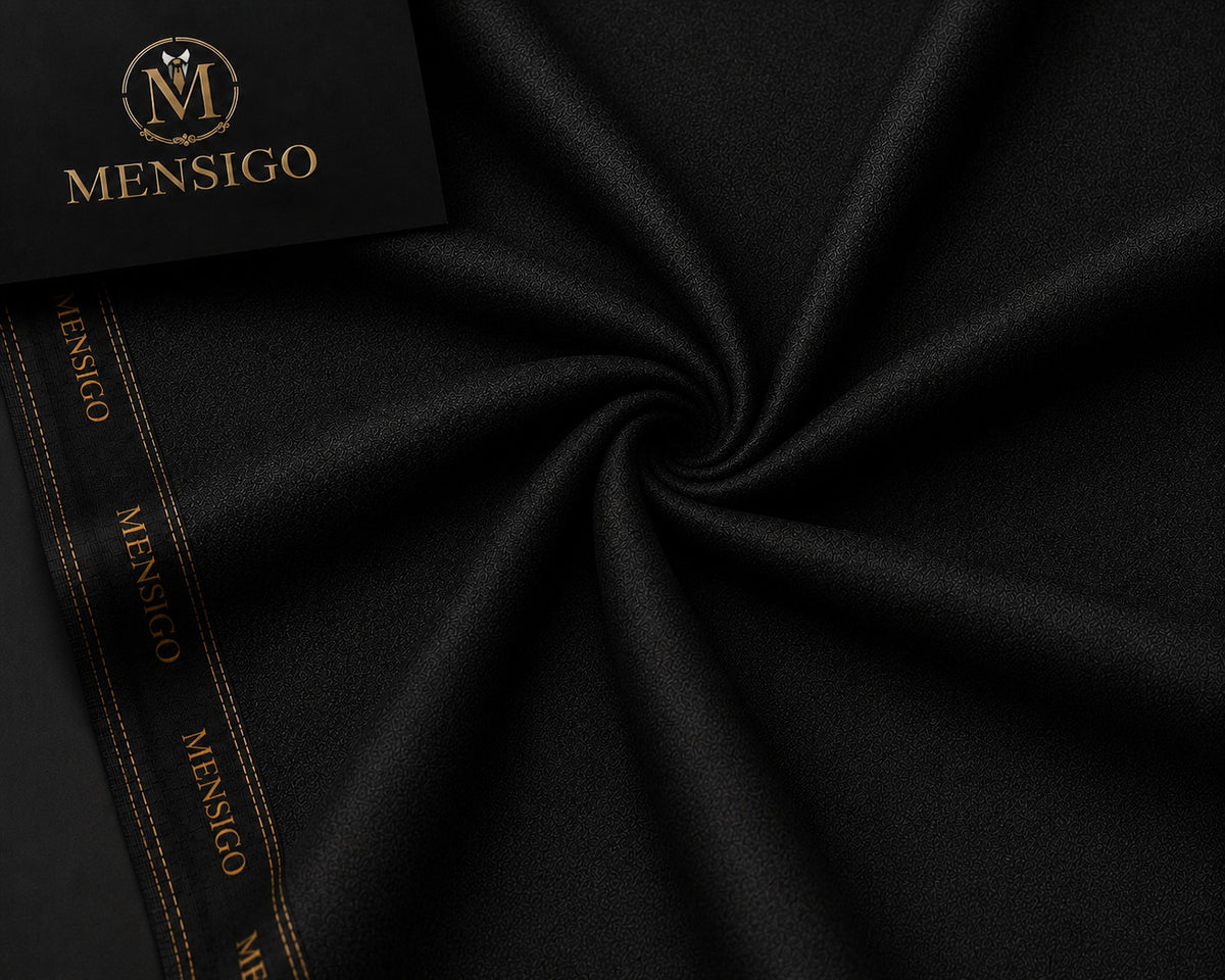 Mensigo Onyx Black Premium Textured Suiting Fabric