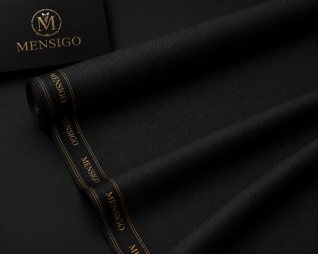 Mensigo Onyx Black Premium Textured Suiting Fabric