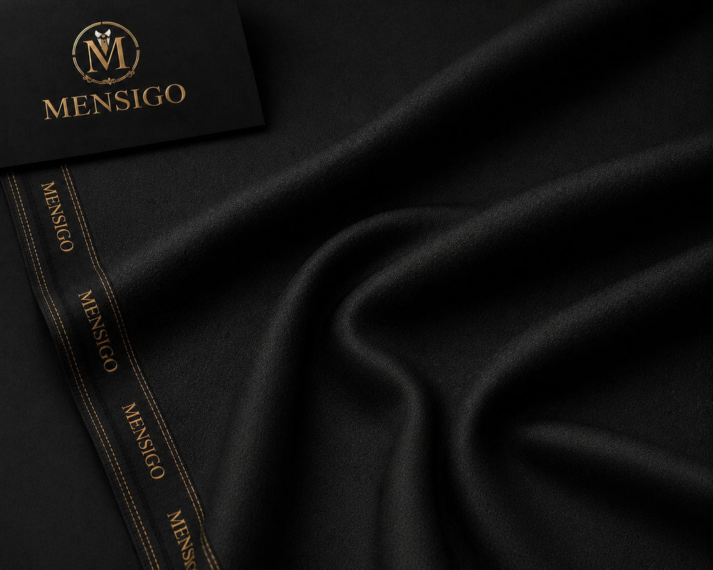Mensigo Onyx Black Premium Textured Suiting Fabric