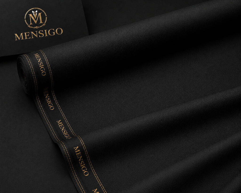 Mensigo Onyx Black Premium Textured Suiting Fabric