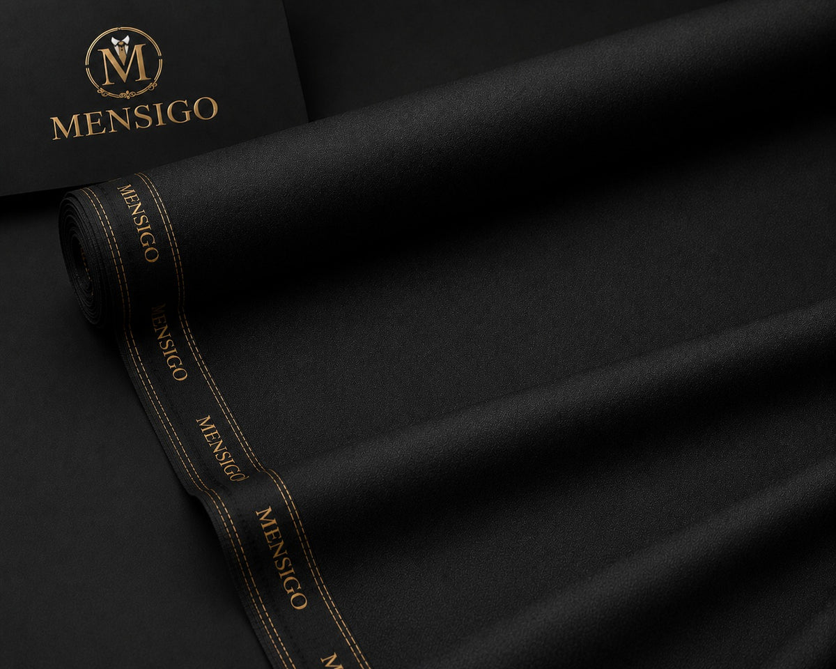 Mensigo Onyx Black Premium Textured Suiting Fabric