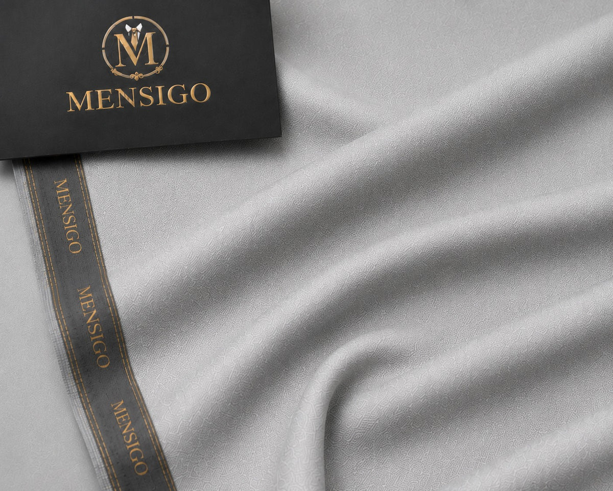 Mensigo Silver Mist Premium Textured Suiting Fabric – Luxury Collection