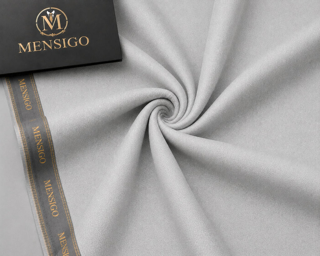 Mensigo Silver Mist Premium Textured Suiting Fabric – Luxury Collection