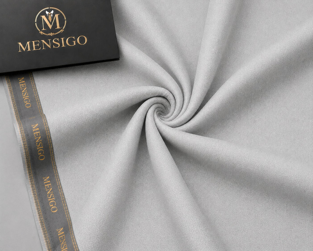 Mensigo Silver Mist Premium Textured Suiting Fabric – Luxury Collection