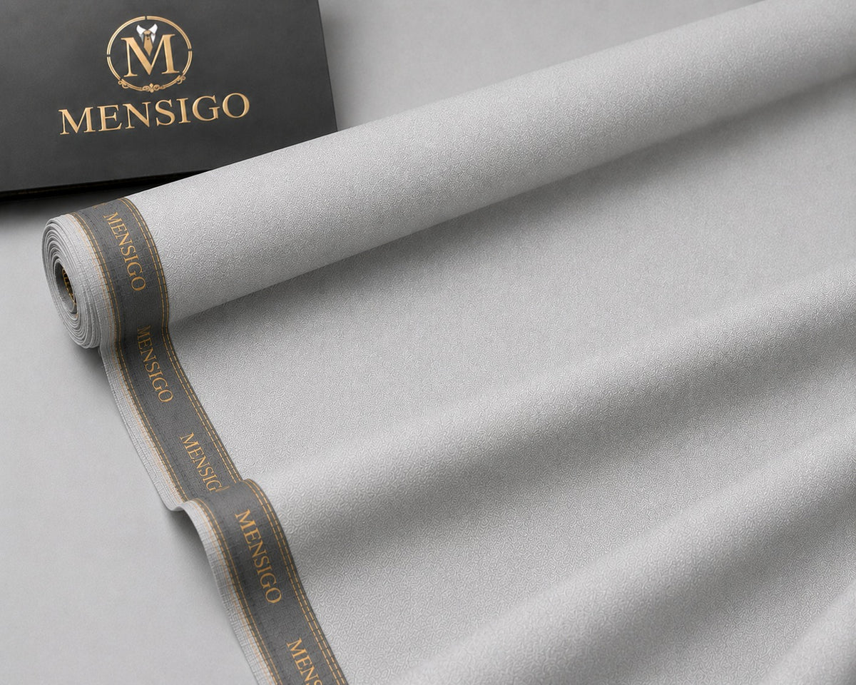 Mensigo Silver Mist Premium Textured Suiting Fabric – Luxury Collection