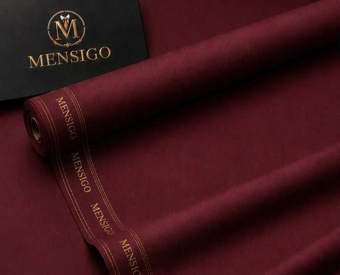 Mensigo Royal Burgundy Premium Textured Suiting Fabric – Luxury Collection